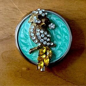 Pill Box with Rhinestone Parrot Bird